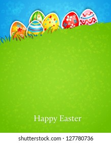 Easter Background And Egg In Grass