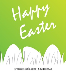 Easter background and egg in grass. Easter card with place for text