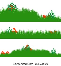 Easter. Easter background and egg in grass. Grass with eggs