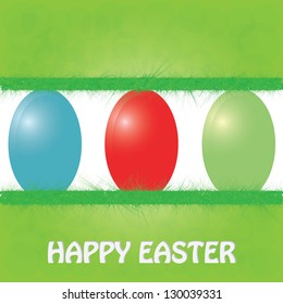 Easter background and egg in grass .vector