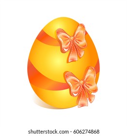 Easter background. Easter egg with multicolored bows isolated on white background. Vector EPS 10, cmyk.