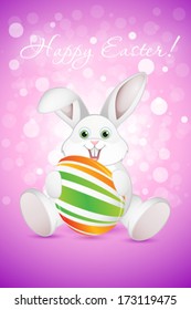 Easter Background with Egg and Rabbit