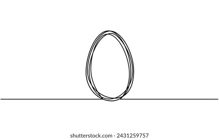 Easter background with egg shape continuous line drawing art. Hand-drawn easter border on isolated background.