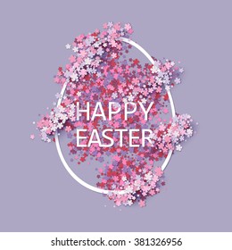 Easter background with egg and spring flower. Vector illustration