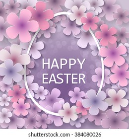 Easter background with egg and spring flower. Vector illustration