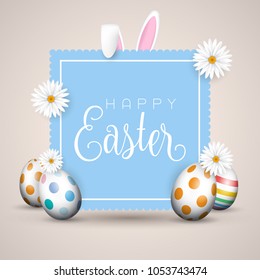 Easter background with eggs and bunny ears