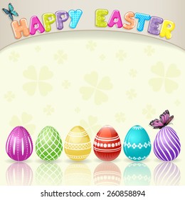 Easter background with Easter eggs and butterfly