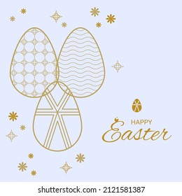 Easter background with eggs and 
decorative elements. Happy easter vector illustration.