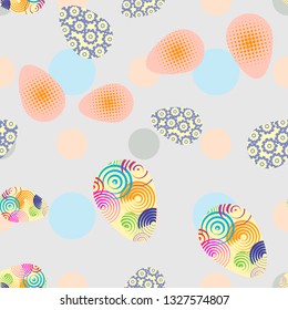 Easter background with eggs. Decorative Esater eggs seamless pattern in pastel colors.