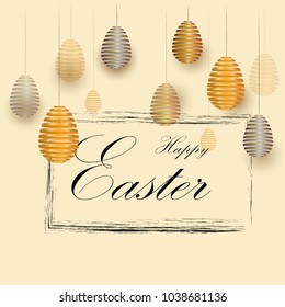Easter background. The eggs are designed to be cute and stylish. Modern design with greeting cards. Vector invitation for you poster or flyer