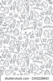 Easter background with Easter Eggs. Doodle hand draw background. Vector illustration