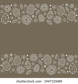 Easter background with eggs and flowers. Vector