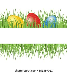 Easter background with eggs in grass and place for your text