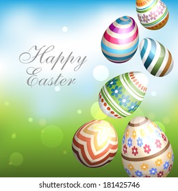 Easter Background With Eggs In Grass. Vector Illustration. Eps 10.