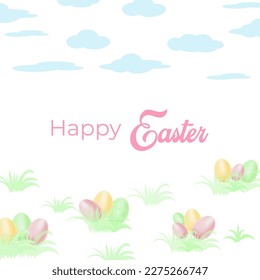 Easter background with festive decor elements and place for text