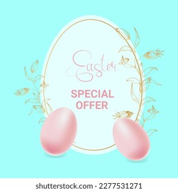 Easter background with festive decor elements and place for text