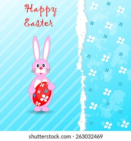 Easter background with floral,grass, strawberry and colored eggs, for you design