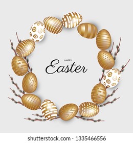 Easter background with gold eggs. EPS 10