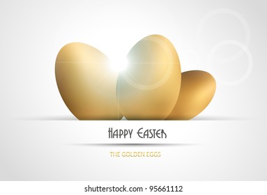 Easter background with golden eggs.Vector illustration.