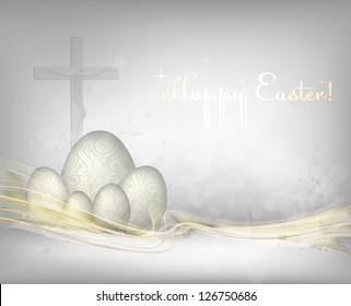 Easter background with golden waves.. File contains transparency effects and gradient mesh.