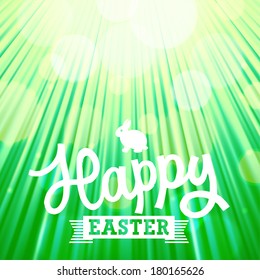 Easter background of green color with sun rays. Vector eps10.