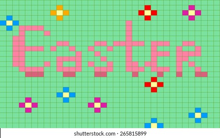 Easter with Background in green and little flowers