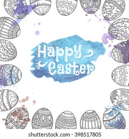 Easter background. Hand drawn vector illustration.