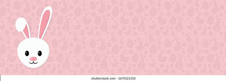 Easter background with happy bunny. Banner with copyspace. Vector