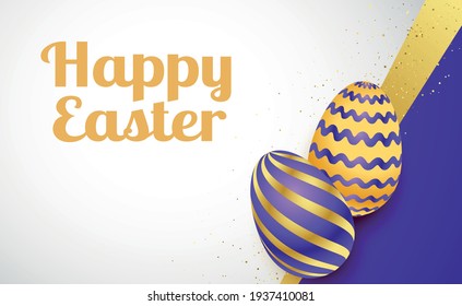 Easter background with holiday eggs and congratulations - Vector illustration