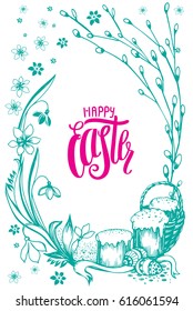 Easter background, holiday stillife with modern lettering