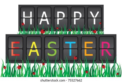 Easter background with ladybirds