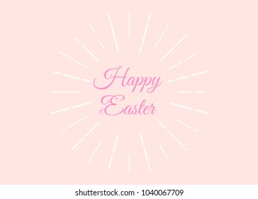 easter background. lettering Happy Easter with bunny. colorful vector illustration for greetings card, spring backdrop with sun rays