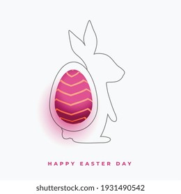 easter background with line style rabbit and realistic egg