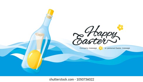 Easter background message in bottle greeting card