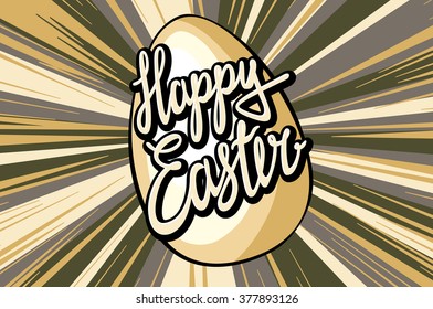 Easter background of orange color with sun rays. Vector eps10. art