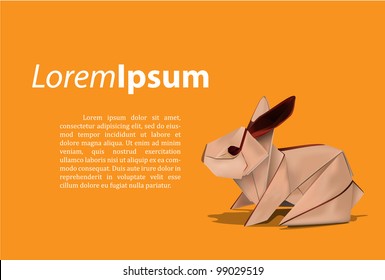 easter background with origami rabbit | Illustration
