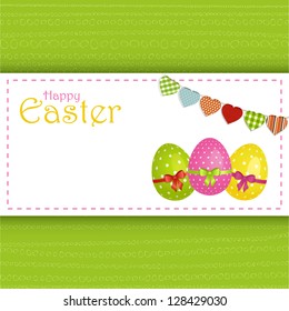 Easter Background Panel with Decorated Easter Eggs, Bunting and Message