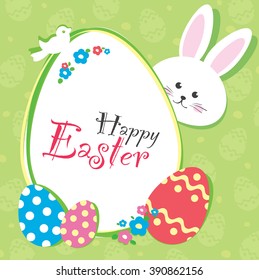 Easter background with rabbit and eggs