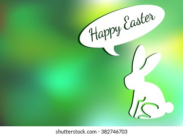 Easter background - rabbit wishing Happy Easter