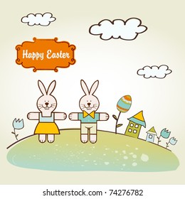 Easter background with rabbits