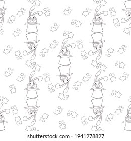 Easter background Seamless ester pattern with easter  bunny rabbits stars Spring baby design Vector transparent background