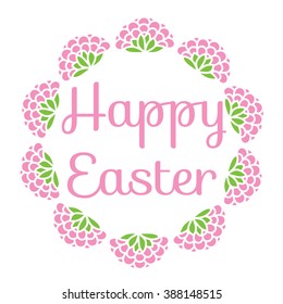 Easter background with  spring flower. Vector illustration. Lettering