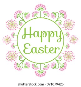 Easter background with spring flower. Vector illustration. Lettering