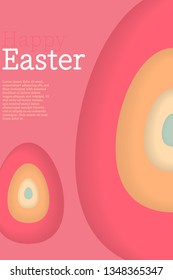 Easter background template with colorful eggs illustration in flat paper art style