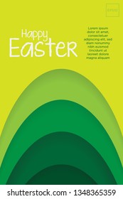 Easter background template with colorful eggs illustration in flat paper art style