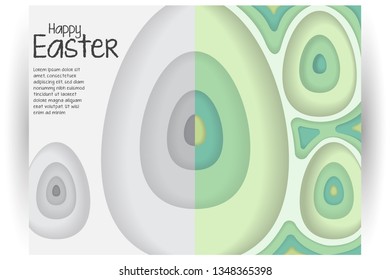 Easter background template with colorful eggs illustration in flat paper art style
