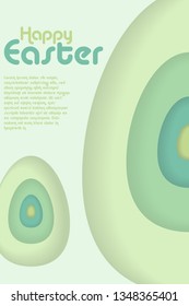 Easter background template with colorful eggs illustration in flat paper art style