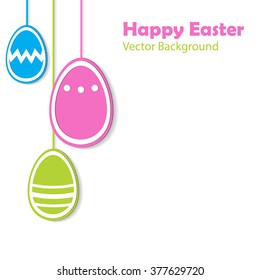 Easter background with three colorful Easter Eggs. Vector illustration.