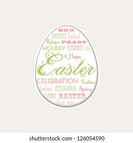 Easter Background with Vintage Typographical Design on White Card
