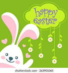Easter background with white bunny